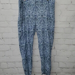J.Jill Linen Print Ankle Pants Blue Paisley Size 16